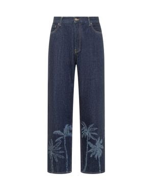 Alanui Mini Jungle Toile Denim Jeans - Blue