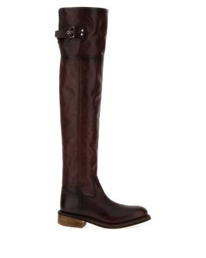 Miu Miu Calfskin Ankle Boots - Brown