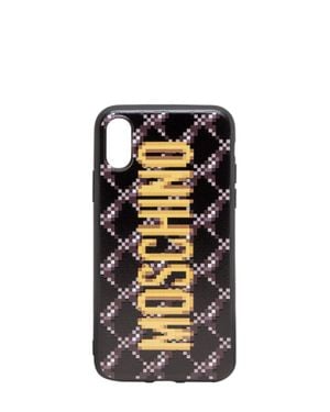 Moschino Stylish Iphone X Cover With Stampaint Pixel Design - Black