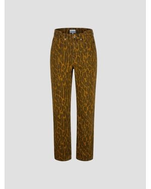 Ganni Print Denim Fold Jeans - Green