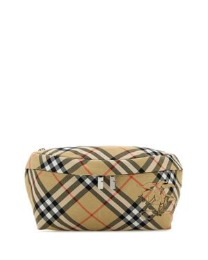 Burberry Embroidered Check Belt Handbag Pouch 33 Cm X 18 Cm X 11 Cm - Metallic