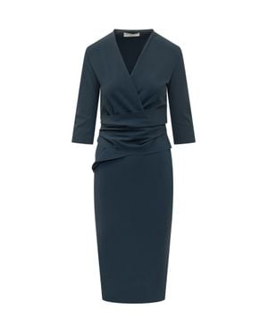 Chiara Boni Mini Draped Suit With V-Neck - Blue