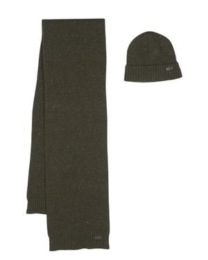 Barbour Wool Blend Knit Scarves With Ribbed Detailing - Green