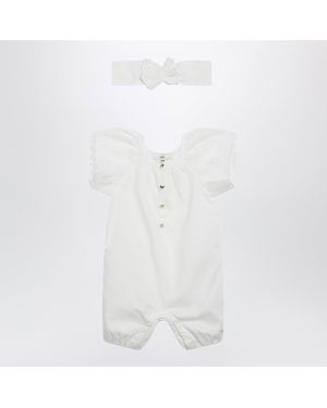 Chloé Cotton Romper With Matching Headband - White