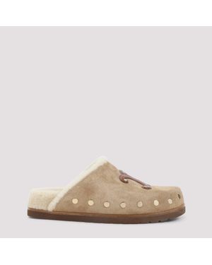 Celine Triomphe Flat Slippers With 1.5Cm Heel For - Natural