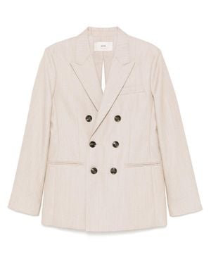 Ami Paris Double-Breasted Blazer - Natural