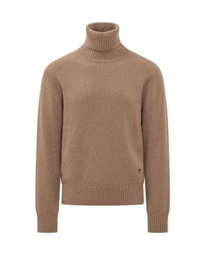 Ami Paris Turtleneck Sweater - Brown