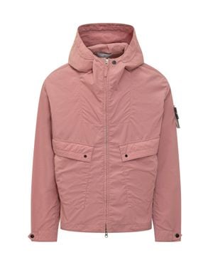 Stone Island Mini Utility Shorts With Hood And Pockets - Pink
