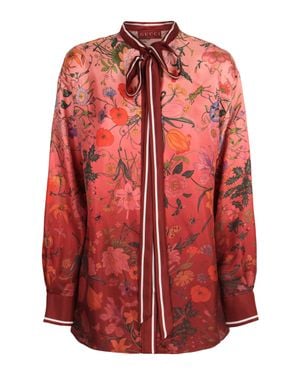 Gucci Silk Shirt With Flora Print - Red