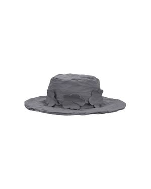 Scha Floral Applique Wide Brim Hat - Gray