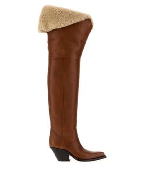 Chloé Azelan Leather Mini Boots With 6.5 Cm Heel - Brown