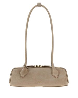 Alaïa Dove Nabuk Teckel Mini Shoulder Crossbody Bag - White
