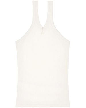 Courreges Ribbed Logo-Embroidered Sleeveless Tank Top - White