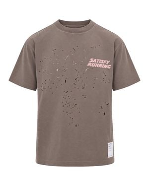 Satisfy Distressed Graphic Short Sleeve T-Shirt - Gray