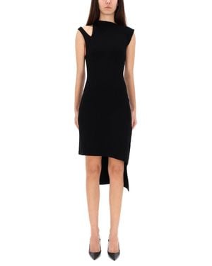 Courreges Ribbed Oblique Dress Viscose - Black