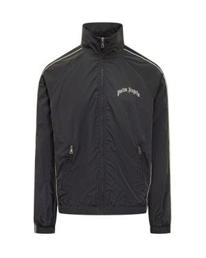 Palm Angels Statement Jacket With Zip Neck And Logo - Black