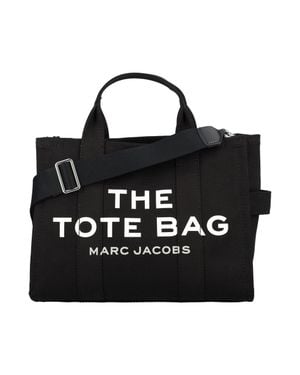 Marc Jacobs Mini Cotton Canvas Zip Top Handle Bag With Adjustable Strap And 4 Pockets (W 34 X H 27 X D 15 Cm) - Black
