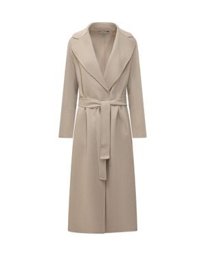 Max Mara Wool Overcoat With Poldo Belt - Natural