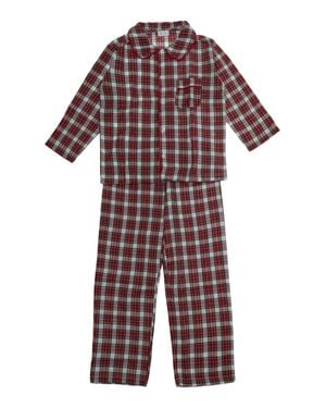 NANAN KIDS Mini Checkered Cotton Pajamas With Long Sleeves And Collar
