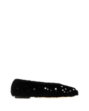 Jimmy Choo Fur Margot Ballerinas - Black