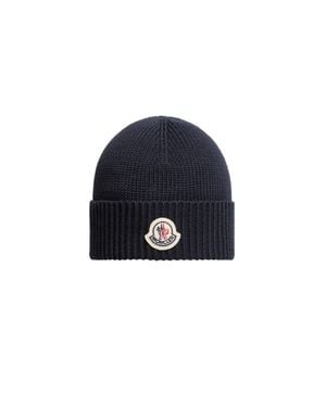 Moncler Kids Logo Beanie Hat - Blue