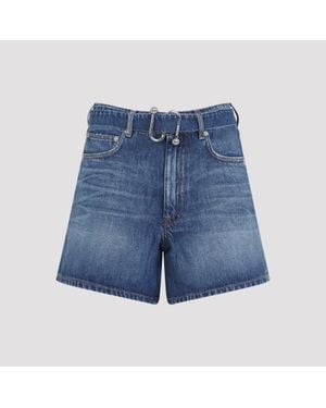 Sportmax Medio Vintage Cotton Fiesta Denim Shorts - Blue