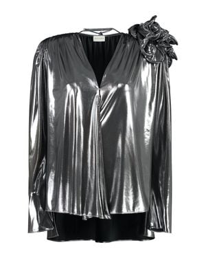 Magda Butrym Ruffled Blouse With Padded Shoulders - Black