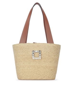 Roger Vivier Small Straw Basket Clutch - Natural