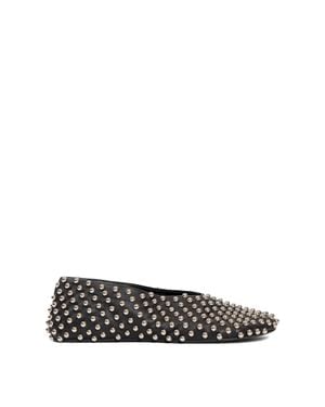 Jil Sander Studded Ballerina Shoes - Black