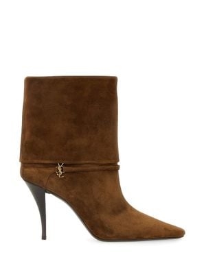 Saint Laurent Vicky Ankle Boots Calf Leather Bos Taurus - Brown