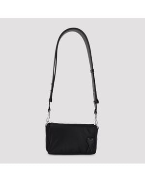 Ami Paris Mini Marcel Lunch Box Polyamide Shoulder Bag (19Cm X 10Cm X 5Cm) - Black