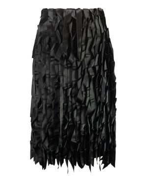 Prada Viscose Fringe Midi Skirt - Black