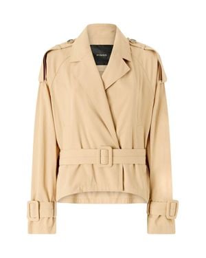 Pinko Short Cotton Trench Coat With Belt - Natural