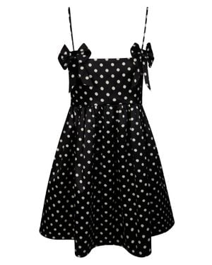 Ganni Mini Gown With Spaghetti Straps And Polka Dot Print - Black
