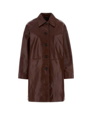 Soeur Sleek Leather Logan Jacket - Brown