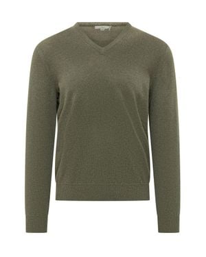 Malo V-Neck Wool Knit Sweater - Green