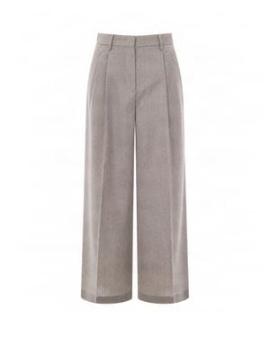 Max Mara Wide-Leg Pleated Pants - Gray