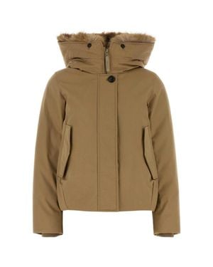 Woolrich Cotton Down Jacket For With Warm 70/30 Down & Feather Padding - Green