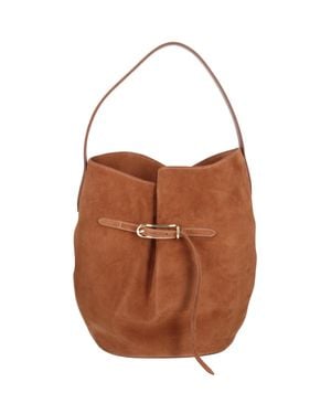 Liffner Suede Bucket Shoulder Bag With Buckle Detail - Brown