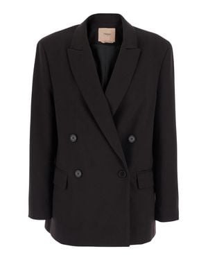 Twinset Double-Breasted Blazer With Peak Lapels - Black