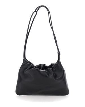 NOTHING WRITTEN 30 X 20 X 10 Cm Leather Shoulder Handbag With Zip Closure And External Back Pocket - Black