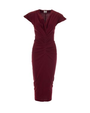 Isabel Marant Fitted Pleated Dress With Draped Cache-Caur Effect - Red