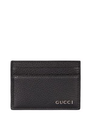 Gucci Logo-Embossed Grained Leather Card Case - Gray