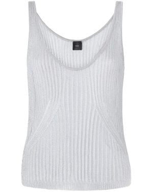 PINKO Rib-Knit Sleeveless Tank Top - White