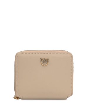 Pinko Compact Leather Wallet - Natural