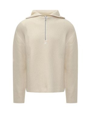 Courreges Logo-Embellished Merino Wool Sweatshirt - Natural