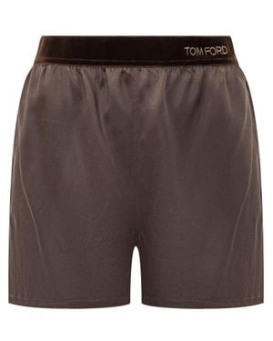 Tom Ford Silk Satin Pajama Shorts - Brown