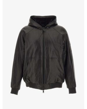 Moose Knuckles Neo Leather Hooded Jacket - Gray