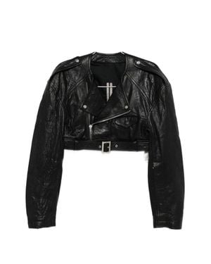 Rick Owens Reimagined Leather Jacket With Adjustable Belt - Black