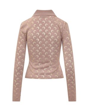 Marine Serre Moon Ofvore Long Sleeve Mini Shirt - Pink